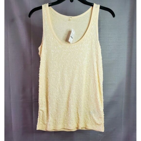 J. Crew NWT Sequin Tank Top Cream XS Cotton/Modal/Linen Blend - Picture 1 of 8